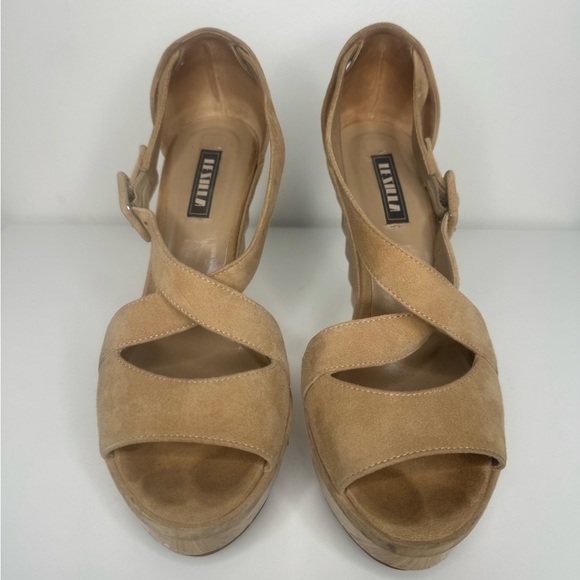 Le Silla Suede Beige Wedges - Size 8 - Picture 2 of 6